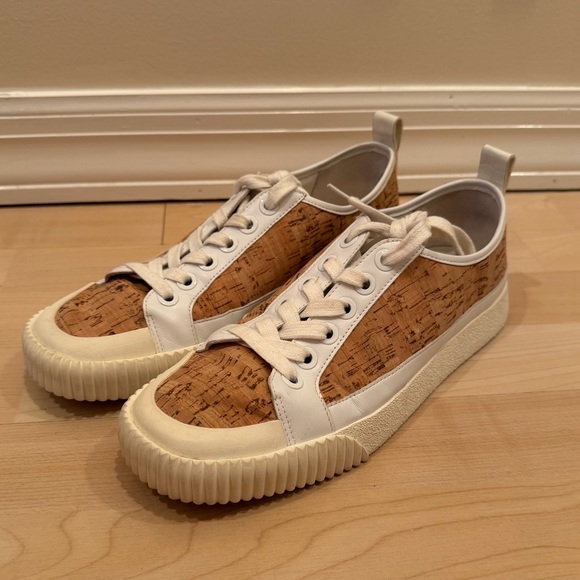 Veronica Beard Parise Leather Trim Cork Sneakers Low Top Lace Up size 10M EUC - Picture 5 of 11